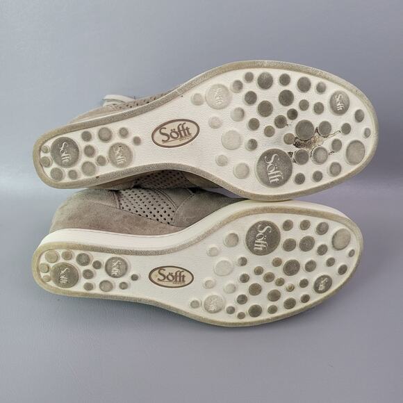 Sofft Boots Womens 6 M Bellview Wedge Booties Taupe Leather Zipper Round Toe - Picture 10 of 11